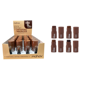 CONTORNO E BRONZER STICK POCKET DIA A DIA MAHAV CX 24 PÇS
