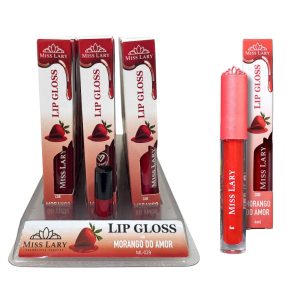 LIP GLOSS MORANGO DO AMOR MISS LARY CX 18 PÇS