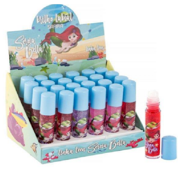 BRILHO LABIAL TEEN SEREIA SAFIRA CX 24 PÇS