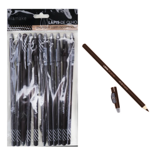 LÁPIS DE OLHO MARROM C/APONT MIA MAKE PCT 12 PÇS