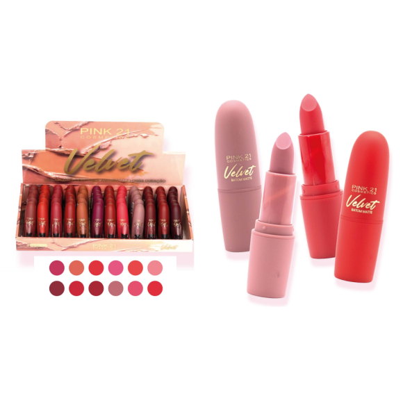 BATOM MATTE VELVET PINK 21 CX 60 PÇS
