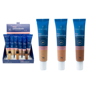 BASE MATTE TONS ESCUROS ANTIOXIDANTE MULTIFUNCIONAL MIA MAKE CX 24 PÇS