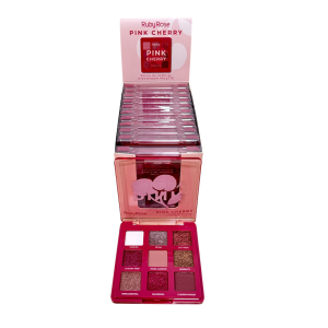 PALETA DE SOMBRAS PINK CHERRY RUBY ROSE CX 12 PÇS