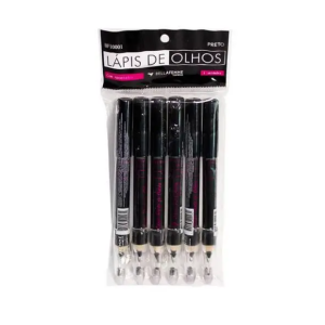LAPIS DE OLHO JUMBO PRETO COM APONTADOR BELLA FEMME PCT 6 PÇS